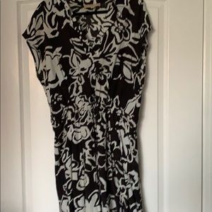 Gray patterned draw sting sleeveless dress